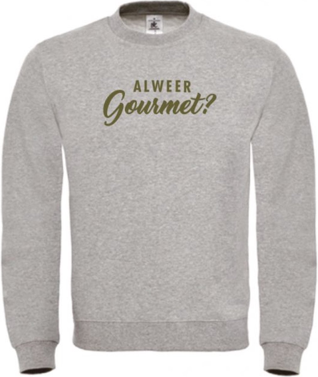 Kerst sweater grijs L Al weer gourmet? - soBAD. | Kersttrui soBAD. | kerstsweaters volwassenen | kerst hoodie volwassenen | Kerst outfit | Foute kerst truien